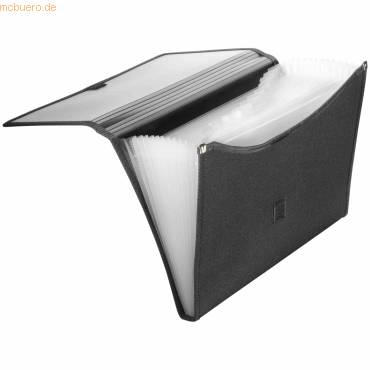Fächermappe A4 PP/Textilbezug 12 Fächer Klettverschluss schwarz-0