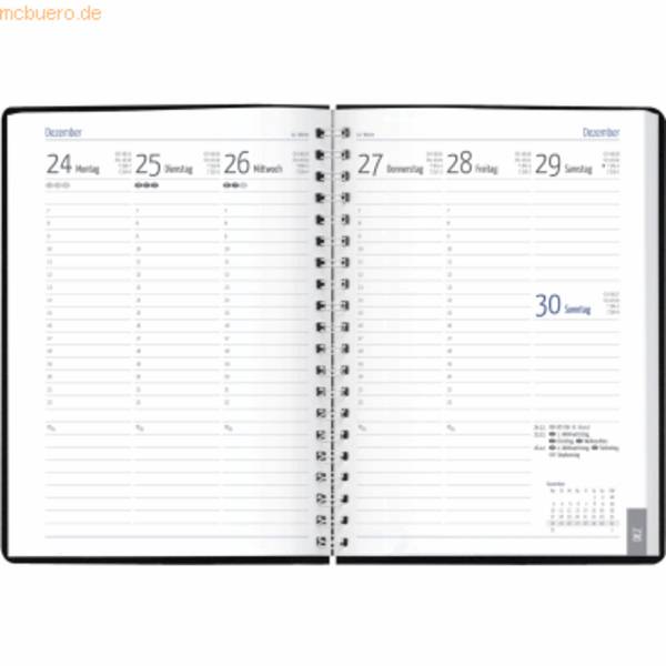 Buchkalender Euro-Timer 1 Woche/2 Seiten schwarz 2027