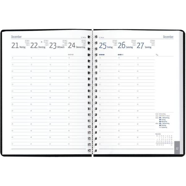 Buchkalender Euro-Timer 1 Woche/2 Seiten schwarz 2027-1
