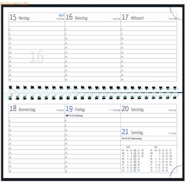Tischkalender 17x8cm 1 Woche/2 Seiten schwarz 2027-0