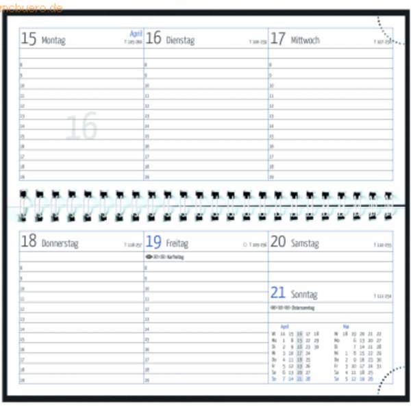 Tischkalender 17x8cm 1 Woche/2 Seiten schwarz 2027