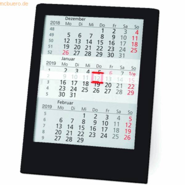 3-Monatstischkalender 13x16cm schwarz 2027