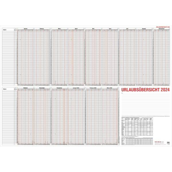 Urlaubsübersicht 120x80cm für 60 Mitarbeiter-Kalendarium 2027