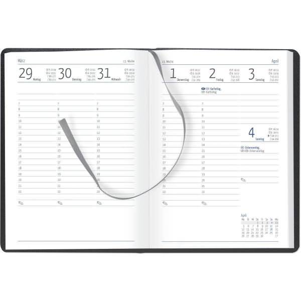 Taschenkalender 10,5x14,8cm 1 Woche/2 Seiten schwarz 2027-1