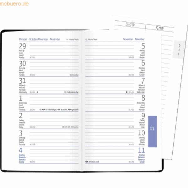 Taschenkalender 9,5x15,5cm 1 Woche/Seite schwarz 2027