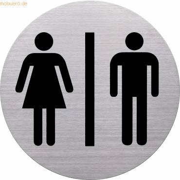 Türschild Piktogramm WC Damen / Herren 115mm silber-0