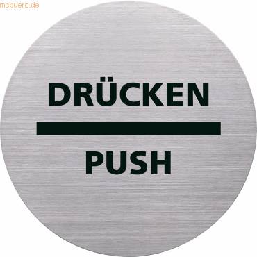 helit Piktogramm "the badge" DRÜCKEN/PUSH, rund, silber-0