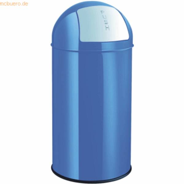 Abfallbehälter 50l mit Push-Deckel und Gummibodenring blau