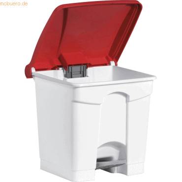 Tretabfallbehälter 30l Kunststoff grau Deckel rot-1