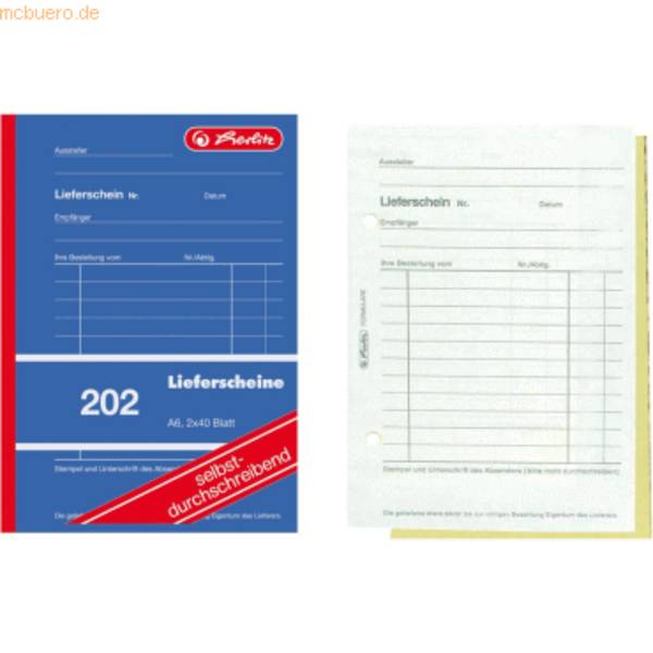 Formularbuch Lieferschein A6 202 2x40 Blatt selbstdurchschreibend