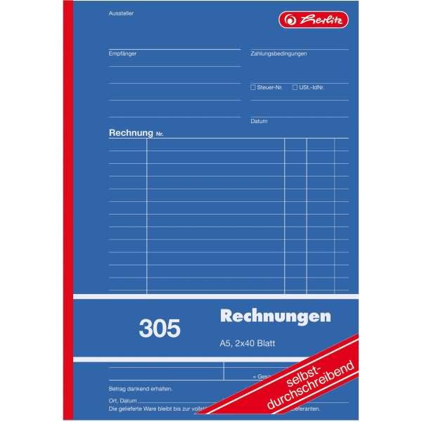 Formularbuch Rechnung A5 305 2x40 Blatt selbstdurchschreibend 4er-1