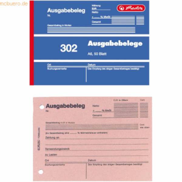PELIKAN - herlitz Formularbuch"Ausgabebeleg 302" DIN A6 - Bürokleinmaterial - A6