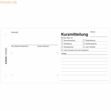 Formularbuch Kurzmitteilung 21x10,5cm 50 Blatt-0