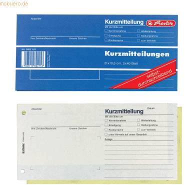 Formularbuch Kurzmitteilung 21x10,5cm 2x40 Blatt selbstdurchschreibend-0