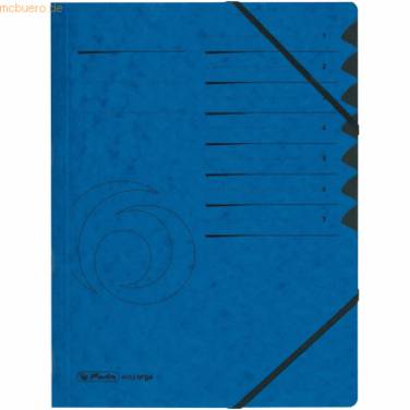 Ordnungsmappe A4 Karton 7 Fächer blau