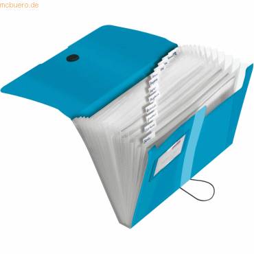 Fächermappe A4 PP 12 Fächer blau transparent to go-1