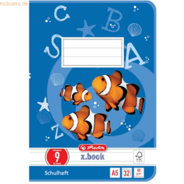 Schulheft A5 32 Blatt Lineatur 9 FSC Mix