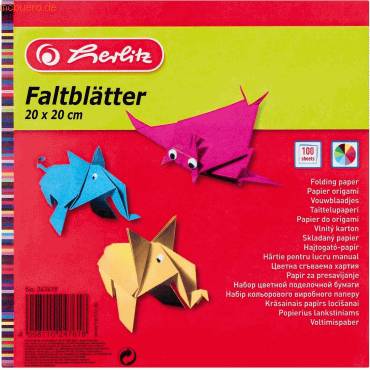 Faltblätter 20X20cm 100 Blatt farbig sortiert