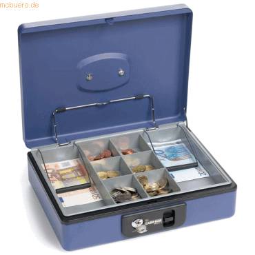 Stahlkassette Color BxTxH 30,0x23,0x8,0 cm mit Banknotenklemme blau-0