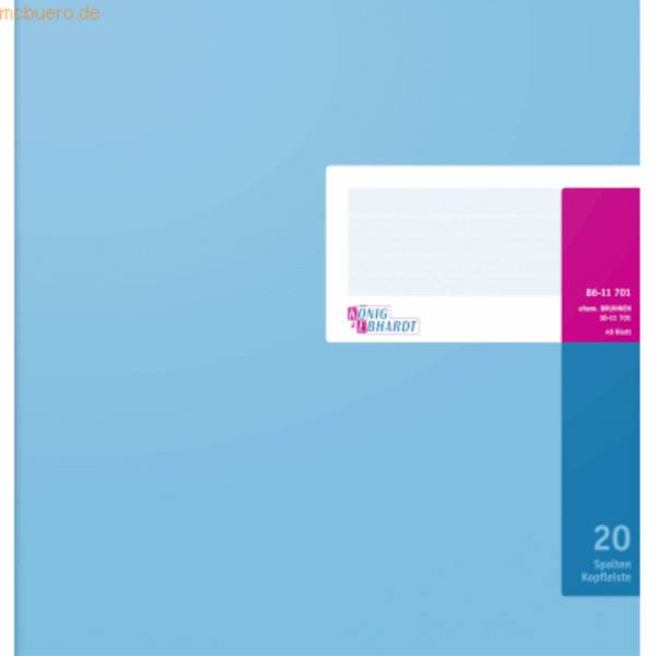 Spaltenbuch 27,7x29,7cm mit Kopfleiste 20 Spalten 40 Blatt hellblau