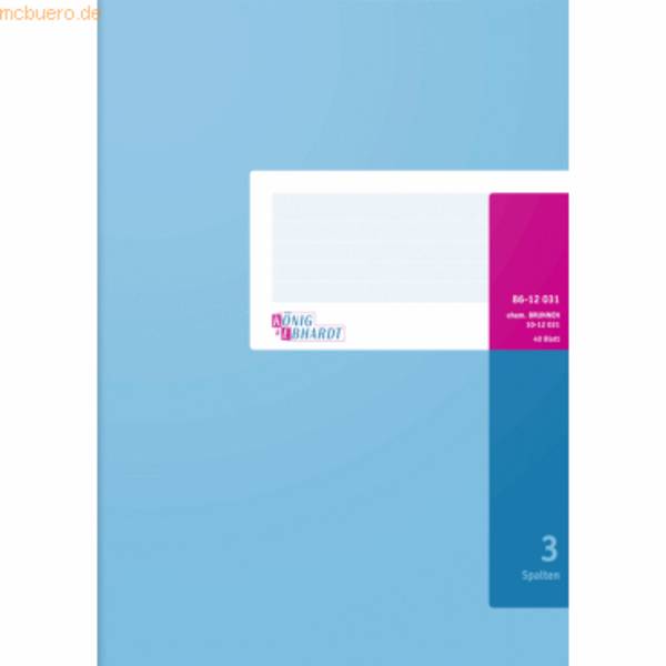 Spaltenbuch A4 3 Spalten 40 Blatt hellblau