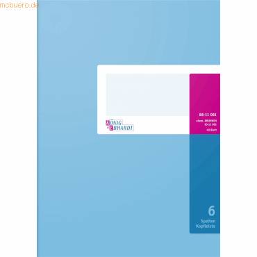 Spaltenbuch A4 mit Kopfleiste 6 Spalten 40 Blatt hellblau-0