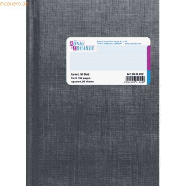Geschäftsbuch A6 kariert 96 Blatt grau