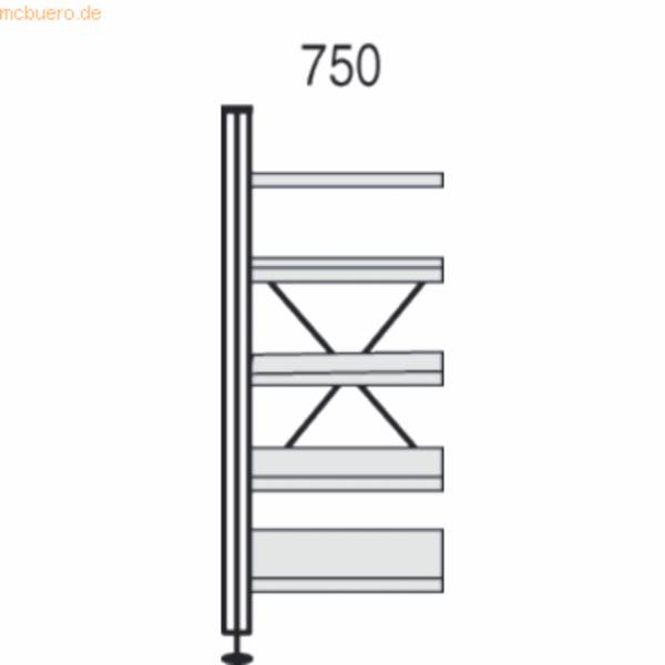 Bibliotheks-Regal libra Regalfeld BxTxH 75x30x193cm Holzböden Buchedekor