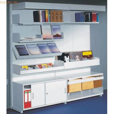 Bibliotheks-Regal Univers Ständer einseitig Anbaufeld BxH 100x200cm lichtgrau-1