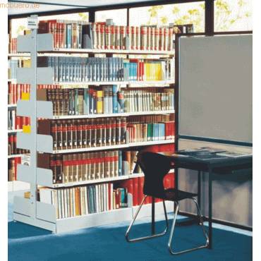 Bibliotheks-Regal Univers doppelt Grundfeld 100x50x200cm mit 2x5 Böden lichtgrau-1