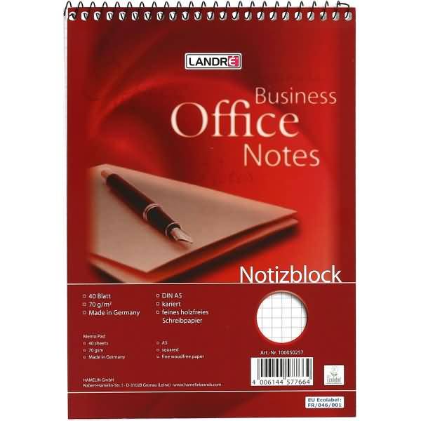 Spiralnotizblock Office A5 40 Blatt 70 g/qm kariert-1