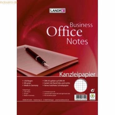 Kanzleipapier Office A3/A4 80 g/qm kariert mit Doppelrand VE=250 Bogen-0