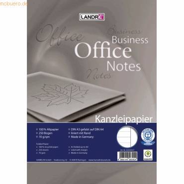 Kanzleipapier Recycling A3/A4 70 g/qm liniert mit weißem Rand-0