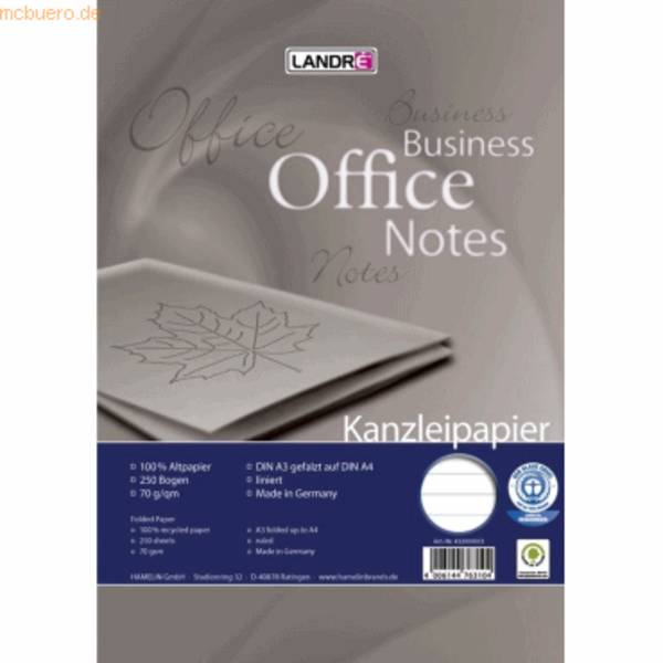 Kanzleipapier Recycling A3/A4 70 g/qm liniert ohne Rand