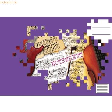 Notenheft A5 quer 8 Blatt 80 g/qm Lineatur 14 mit Hilfslinien-0