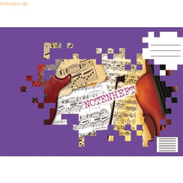Notenheft A5 quer 8 Blatt 80 g/qm Lineatur 14 mit Hilfslinien
