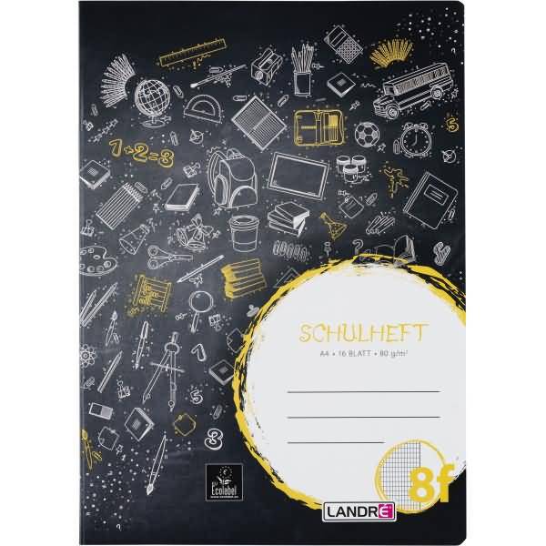 Schulheft A4 16 Blatt 80 g/qm Lineatur 8F (rautiert mit weißem Rand)-0