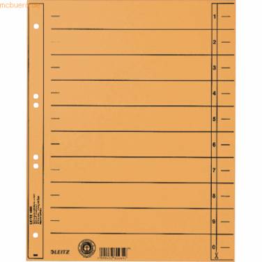 LEITZ Trennblätter, A4 Überbreite, Manilakarton 230g/qm,gelb