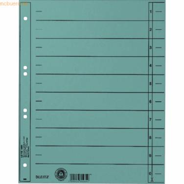 LEITZ Trennblätter, A4 Überbreite, Manilakarton 230g/qm,blau