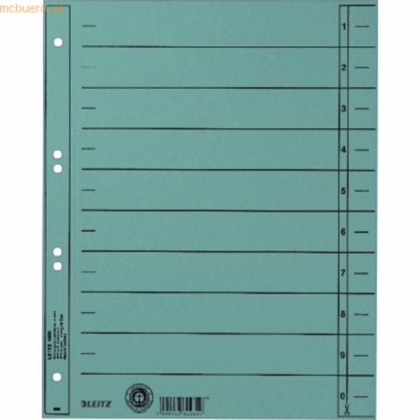 Leitz Trennblatt 16580030 A4 230g Karton hellblau 100 St./Pack.