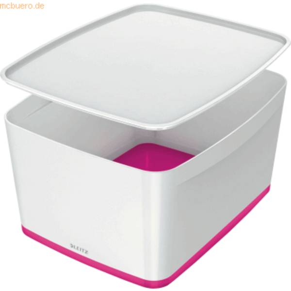 Aufbewahrungsbox myBox groß A4 mit Deckel weiß/pink