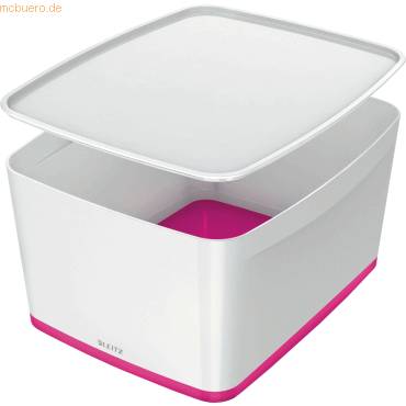 Aufbewahrungsbox myBox groß A4 mit Deckel weiß/pink-0