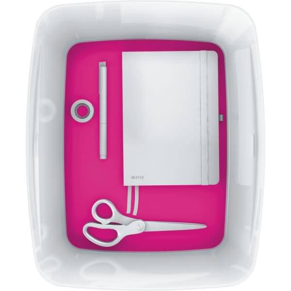 Aufbewahrungsbox myBox groß A4 mit Deckel weiß/pink-1