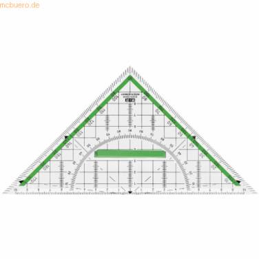 Geometrie-Dreieck 25cm PS glasklar grün hinterlegt