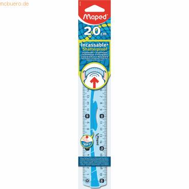 Flachlineal Flex 20 cm blau oder grün-transparent in Kunststoff-Etui