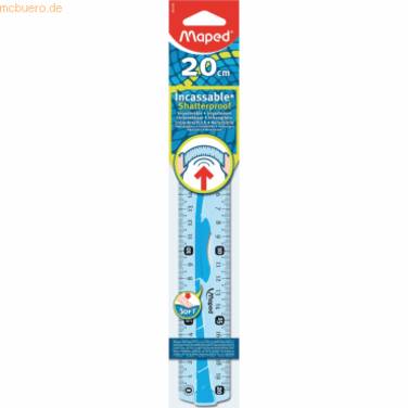 Flachlineal Flex 20 cm blau oder grün-transparent in Kunststoff-Etui