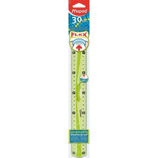 Flachlineal Flex 30 cm blau oder grün-transparent in Kunststoff-Etui-1