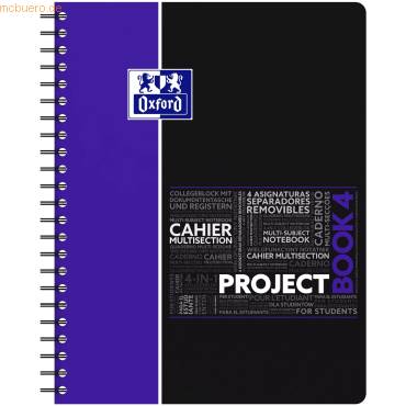 Projectbook Studium A4+ kariert 5mm 70 Blatt 90 g/qm Optik Paper farbig sortiert-0