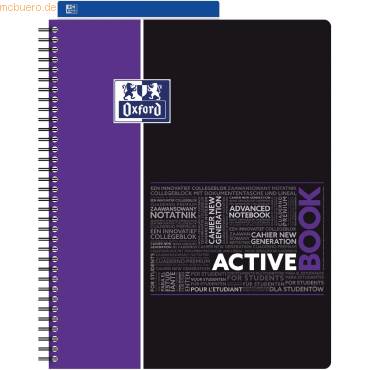 Collegeblock Studium Activebook A4+ kariert 80 Blatt 90 g/qm Optik Paper farbig sortiert-0