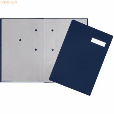 Unterschriftsmappe 5 Fächer Leinen blau-0